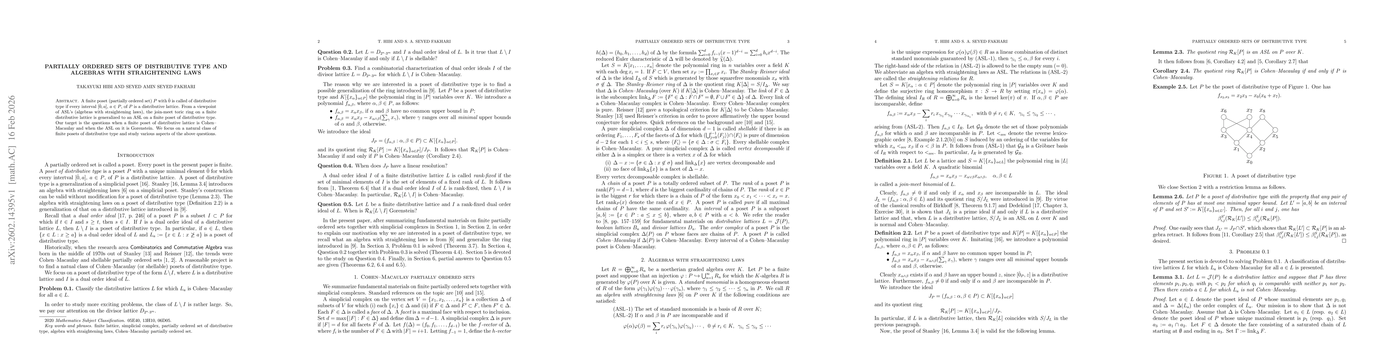 Thumbnail for Partially ordered sets of distributive type and algebras with straightening laws