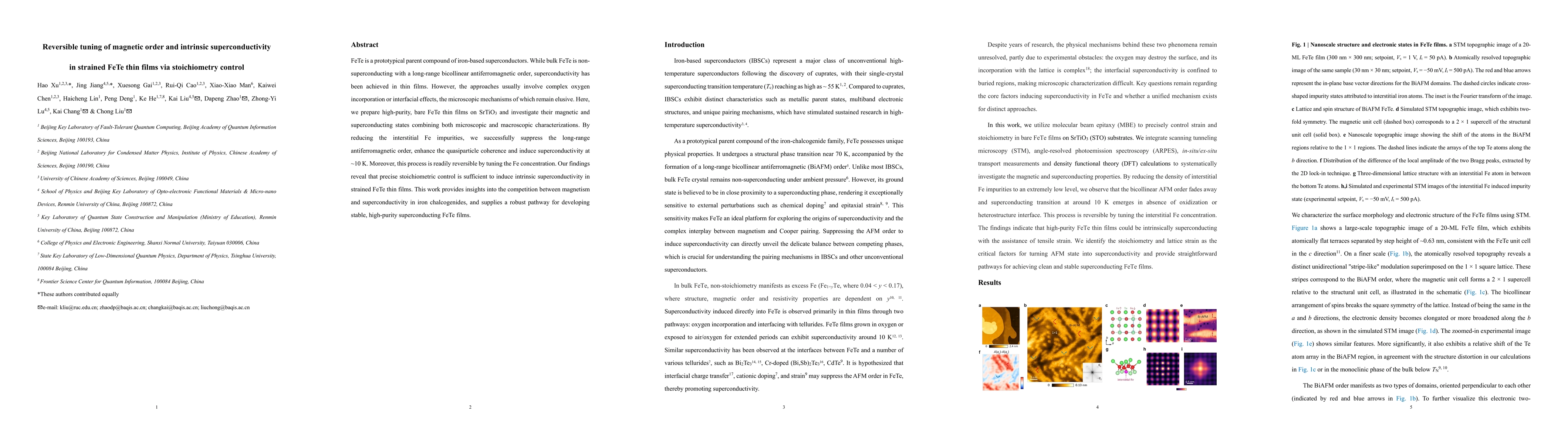 Thumbnail for Reversible tuning of magnetic order and intrinsic superconductivity in strained FeTe thin films via stoichiometry control