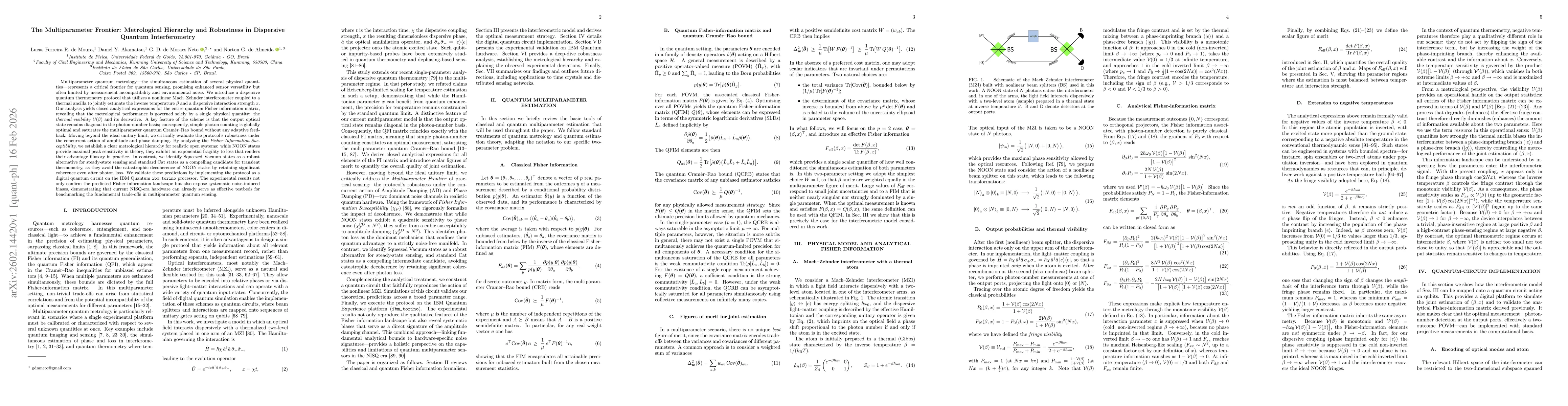 Thumbnail for The Multiparameter Frontier: Metrological Hierarchy and Robustness in Dispersive Quantum Interferometry