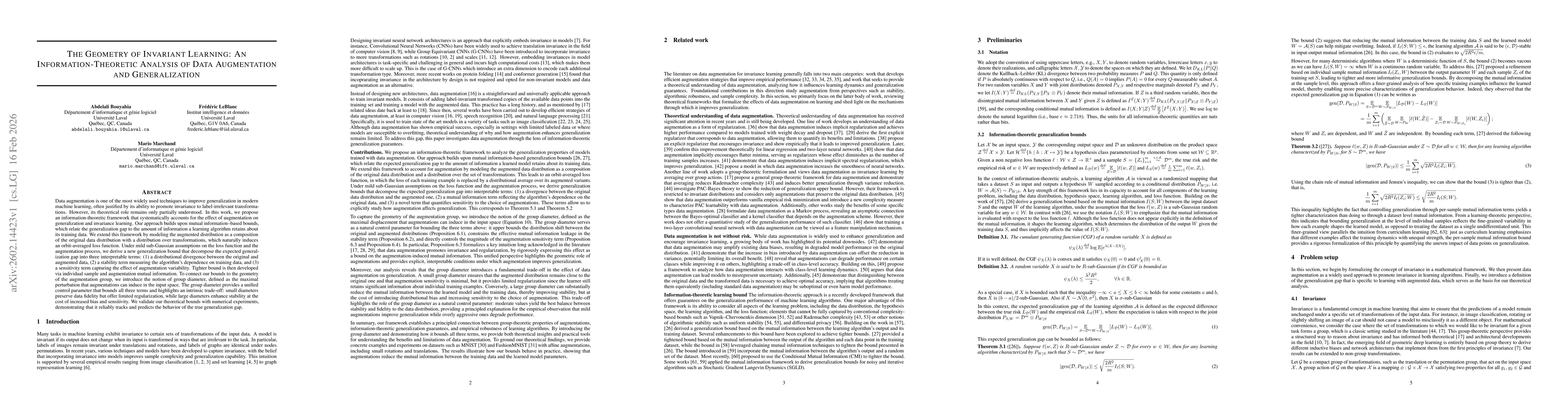 Thumbnail for The geometry of invariant learning: an information-theoretic analysis of data augmentation and generalization