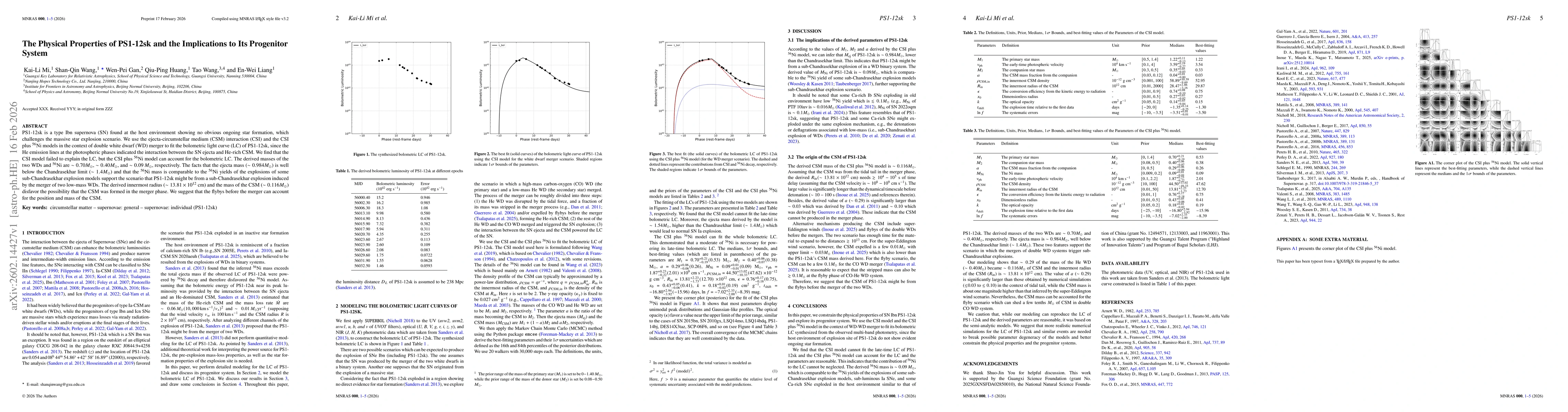 Thumbnail for The Physical Properties of PS1-12sk and the Implications to Its Progenitor System