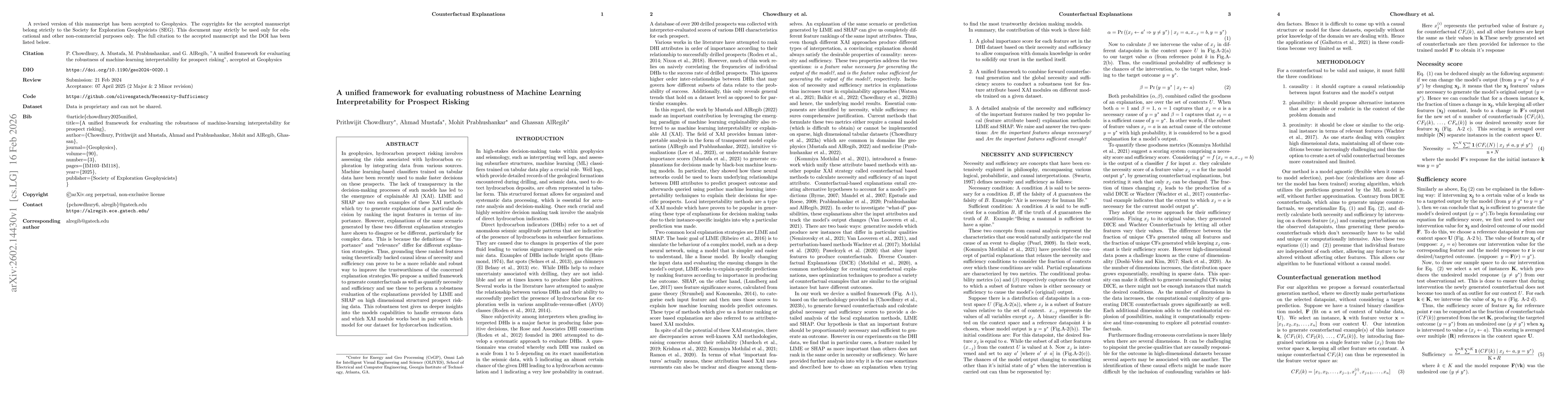 Thumbnail for A unified framework for evaluating the robustness of machine-learning interpretability for prospect risking