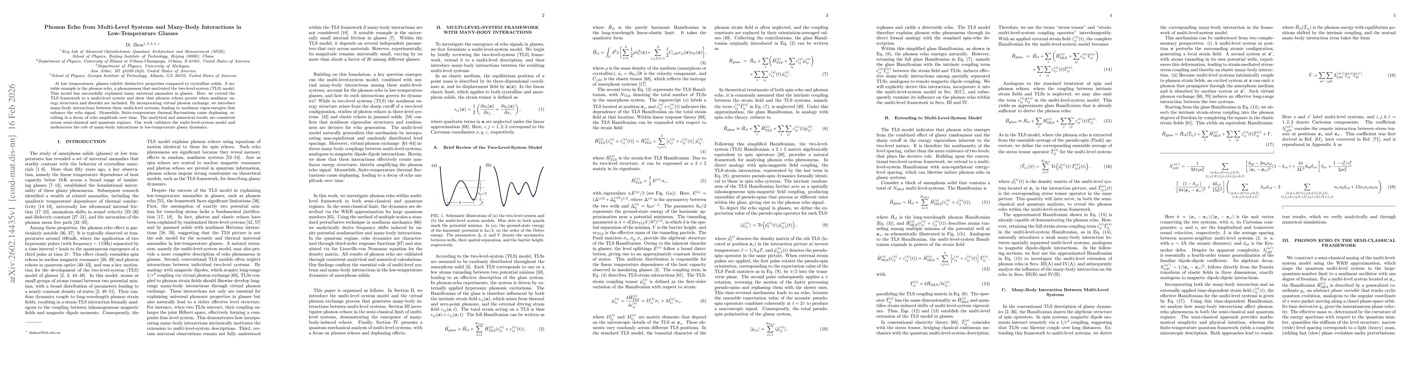 Thumbnail for Phonon Echo from Multi-Level Systems and Many-Body Interactions in Low-Temperature Glasses