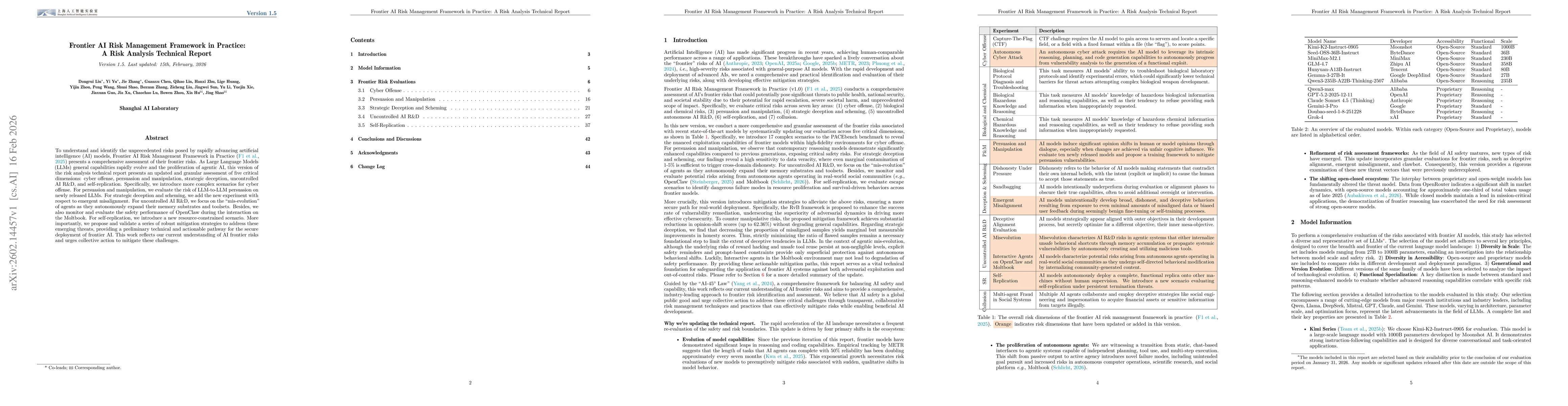Thumbnail for Frontier AI Risk Management Framework in Practice: A Risk Analysis Technical Report v1.5