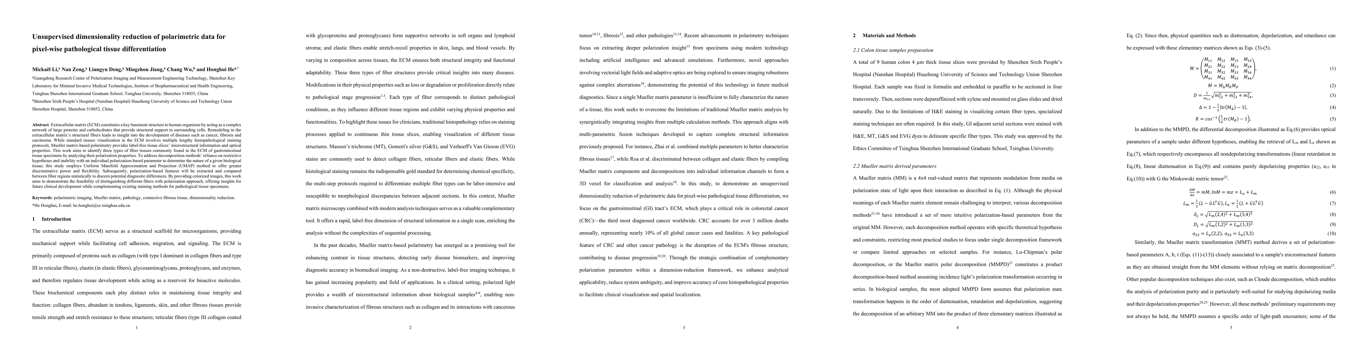 Thumbnail for Unsupervised dimensionality reduction of polarimetric data for pixel-wise pathological tissue differentiation