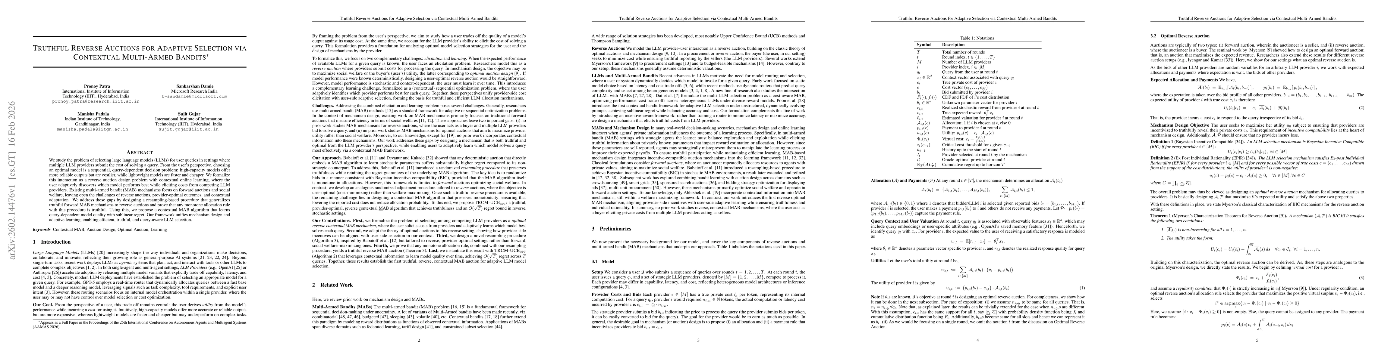 Thumbnail for Truthful Reverse Auctions for Adaptive Selection via Contextual Multi-Armed Bandits