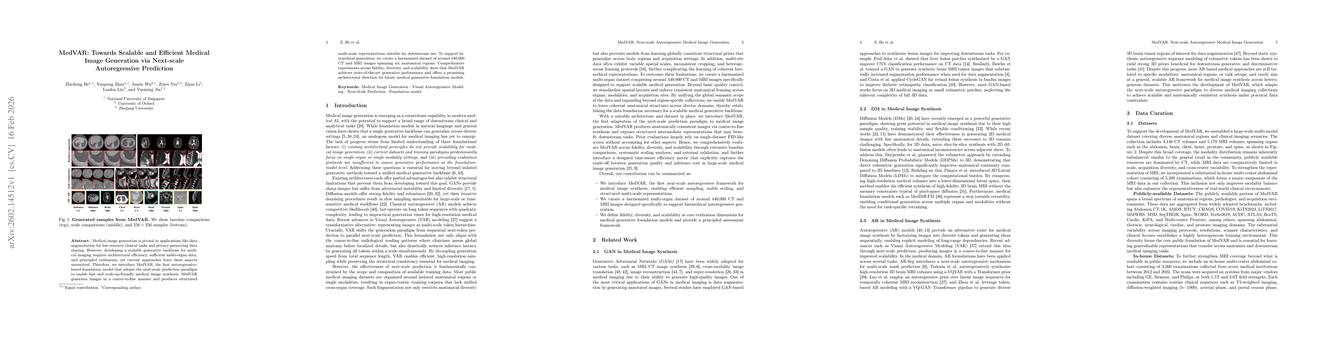 Thumbnail for MedVAR: Towards Scalable and Efficient Medical Image Generation via Next-scale Autoregressive Prediction