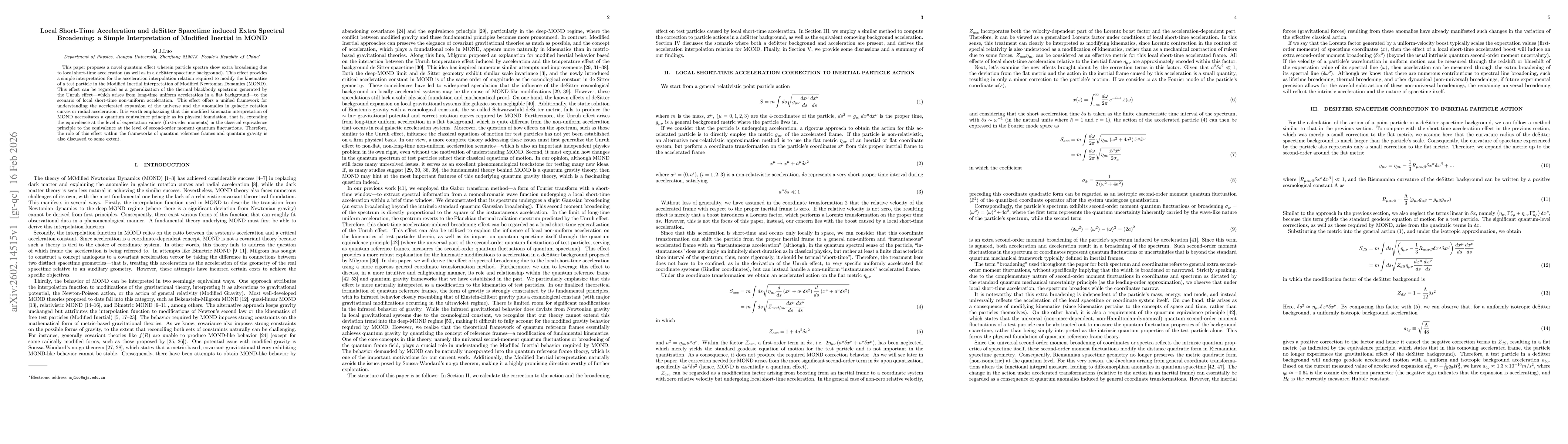 Thumbnail for Local Short-Time Acceleration and deSitter Spacetime induced Extra Spectral Broadening: a Simple Interpretation of Modified Inertial in MOND