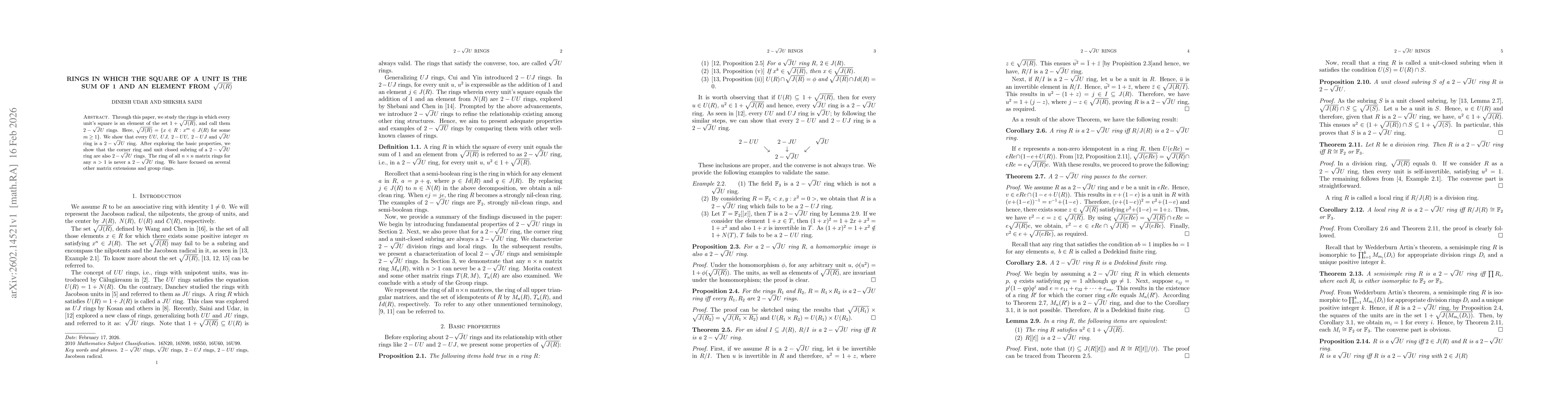 Thumbnail for Rings in which the square of a unit is the sum of 1 and an element from $\sqrt{J(R)}$