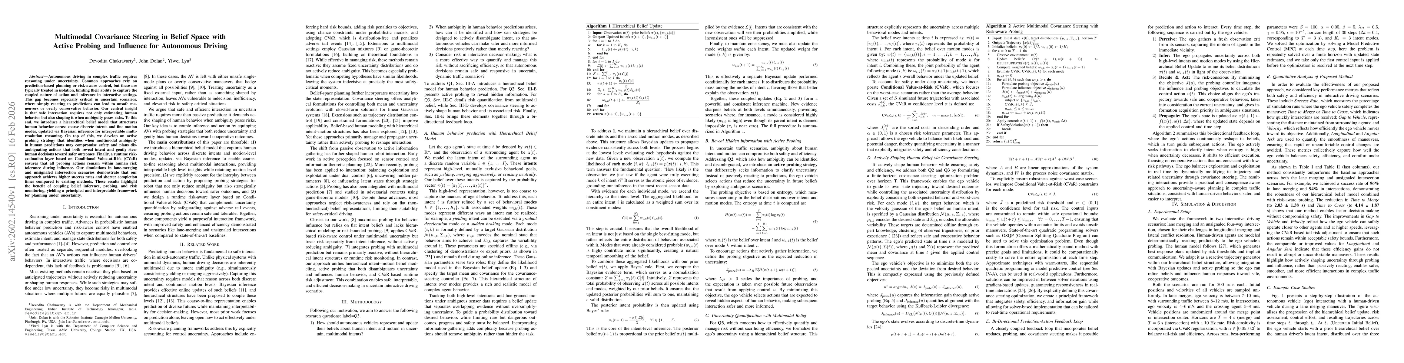 Thumbnail for Multimodal Covariance Steering in Belief Space with Active Probing and Influence for Autonomous Driving