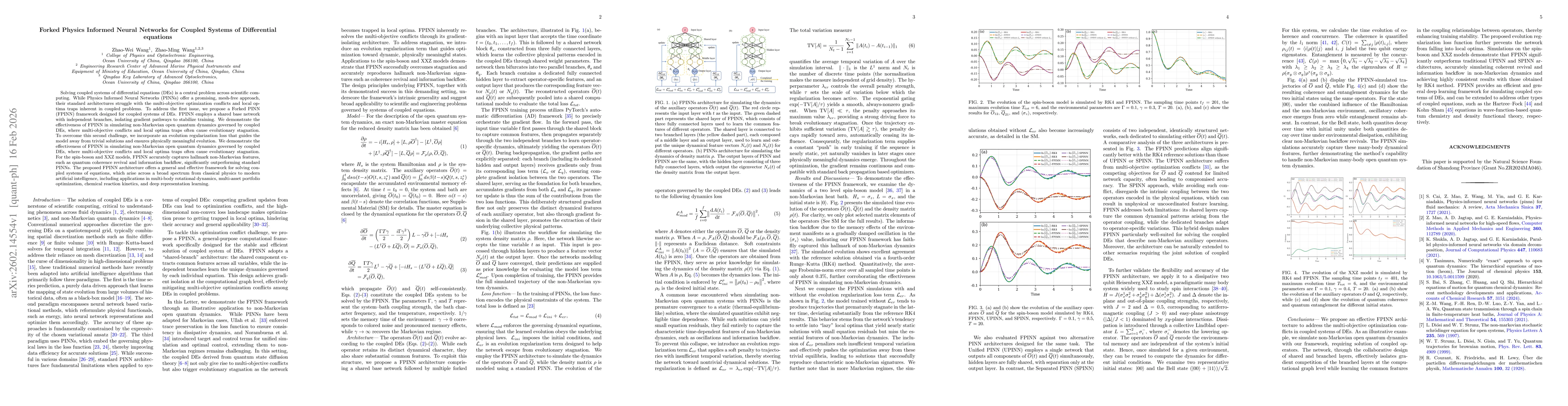 Thumbnail for Forked Physics Informed Neural Networks for Coupled Systems of Differential equations