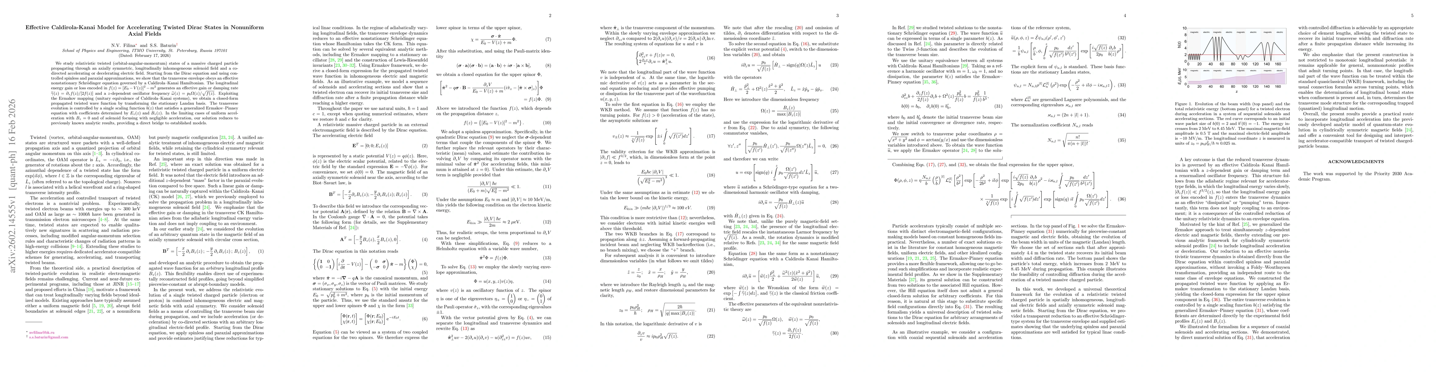 Thumbnail for Effective Caldirola-Kanai Model for Accelerating Twisted Dirac States in Nonuniform Axial Fields
