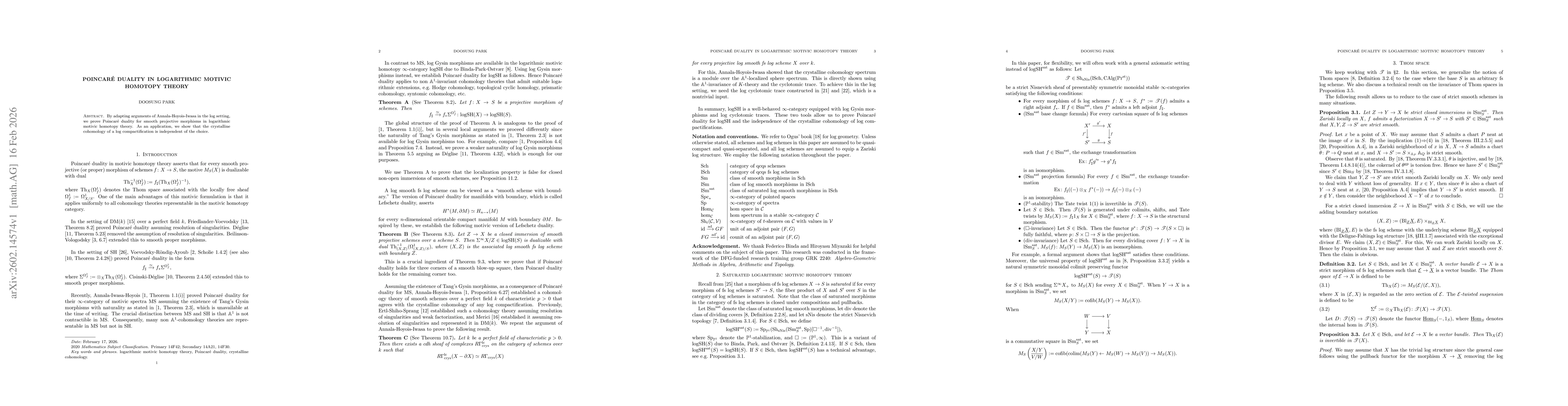 Thumbnail for Poincaré duality in logarithmic motivic homotopy theory
