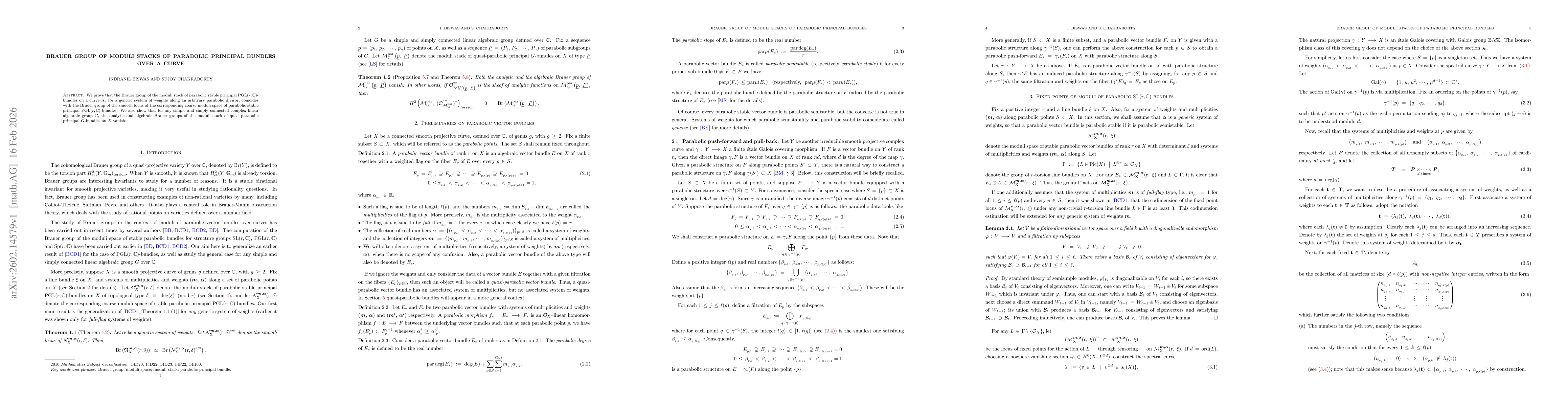 Thumbnail for Brauer group of moduli stacks of parabolic principal bundles over a curve