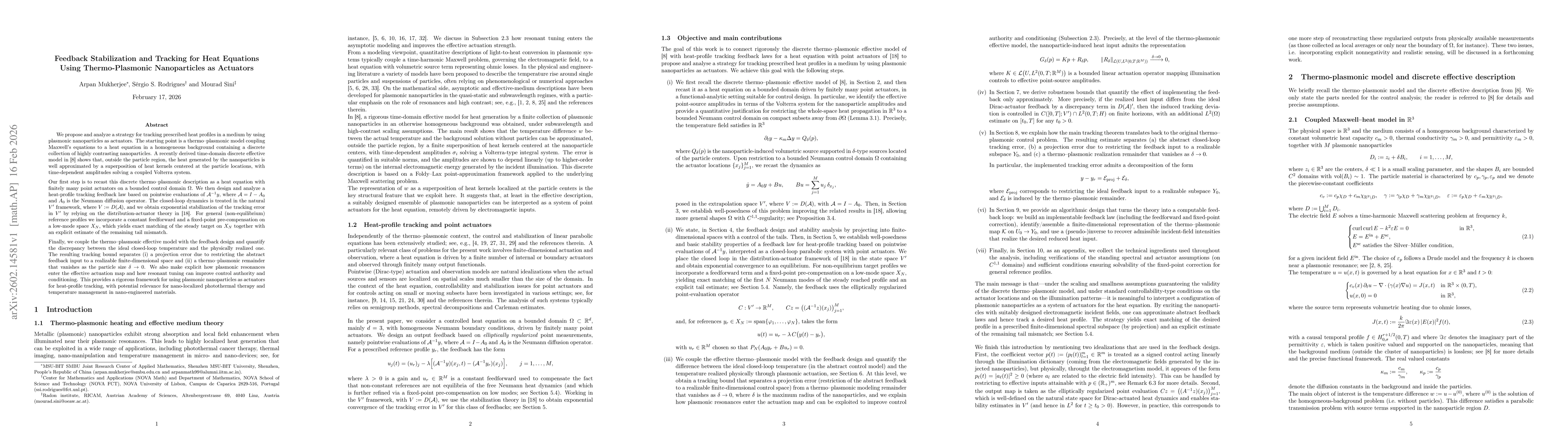 Thumbnail for Feedback Stabilization and Tracking for Heat Equations Using Thermo-Plasmonic Nanoparticles as Actuators