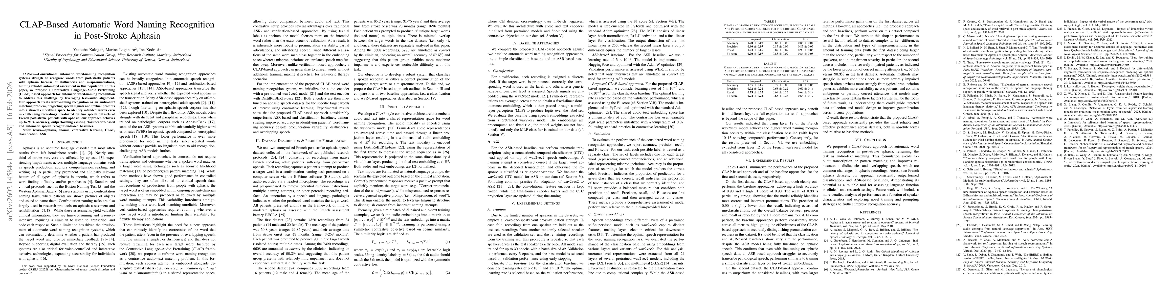Thumbnail for CLAP-Based Automatic Word Naming Recognition in Post-Stroke Aphasia