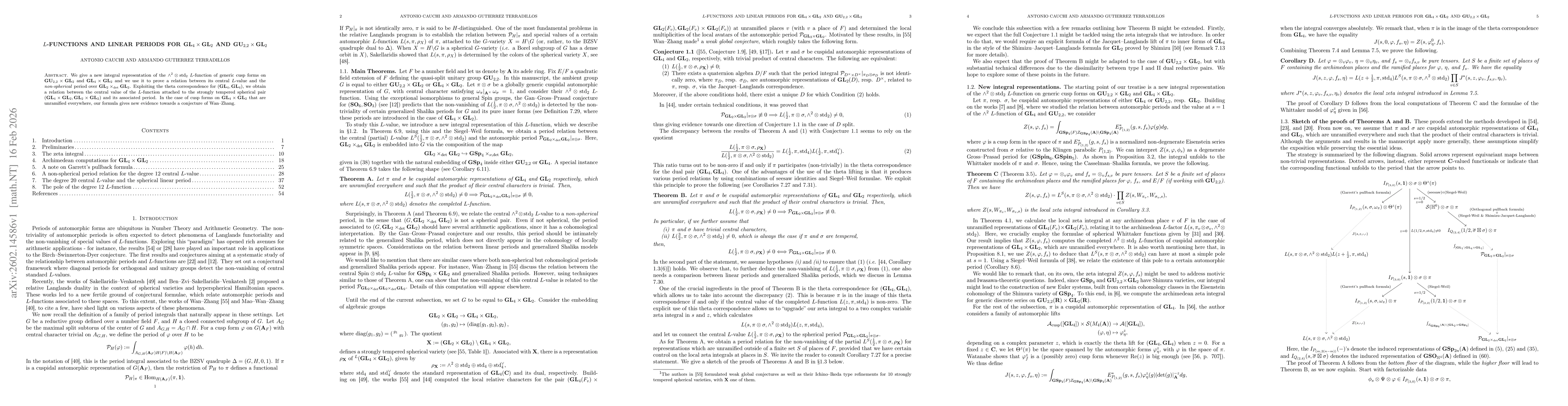 Thumbnail for $L$-functions and linear periods for $\mathbf{GL}_4 \times \mathbf{GL}_2$ and $\mathbf{GU}_{2,2}\times \mathbf{GL}_2$