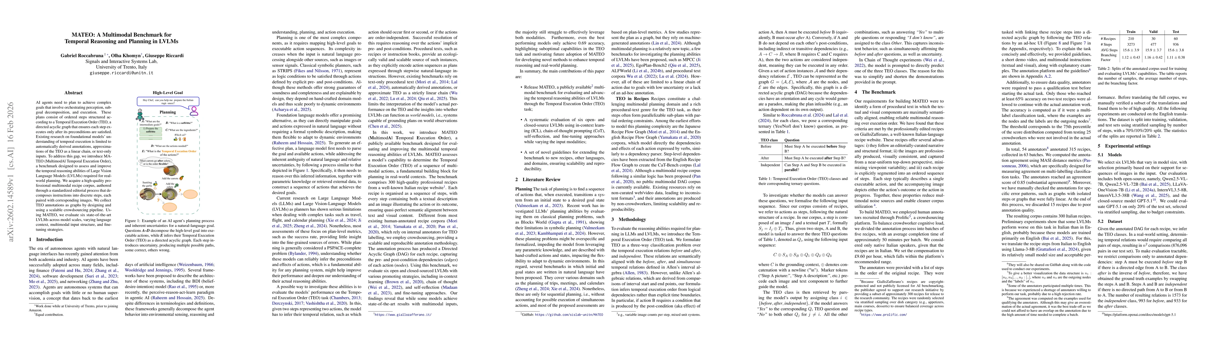 Thumbnail for MATEO: A Multimodal Benchmark for Temporal Reasoning and Planning in LVLMs