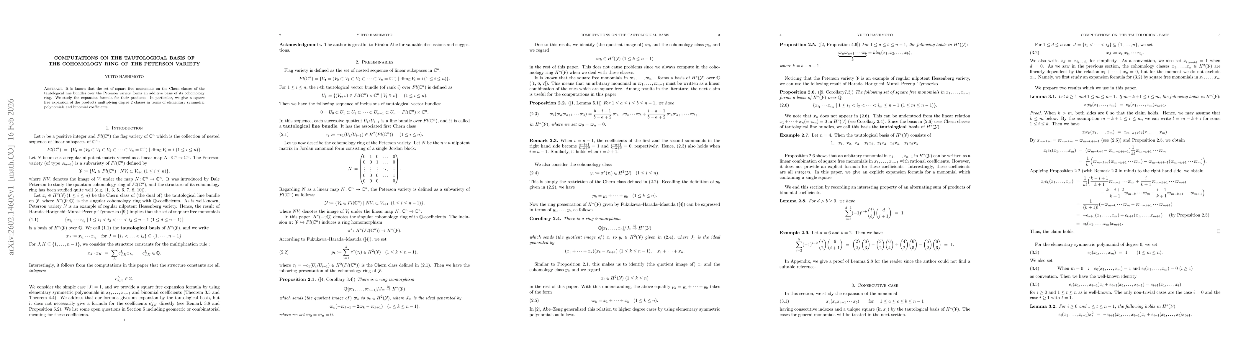 Thumbnail for Computations on the tautological basis of the cohomology ring of the Peterson variety