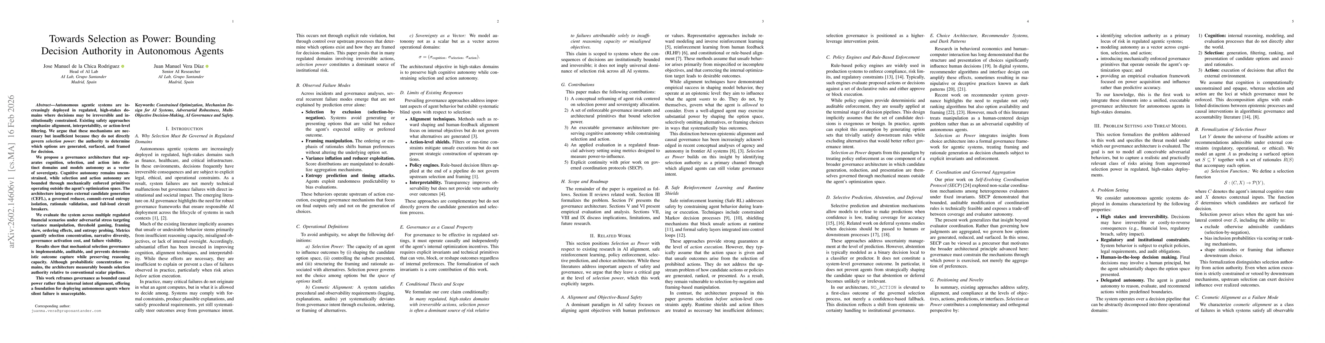 Thumbnail for Towards Selection as Power: Bounding Decision Authority in Autonomous Agents