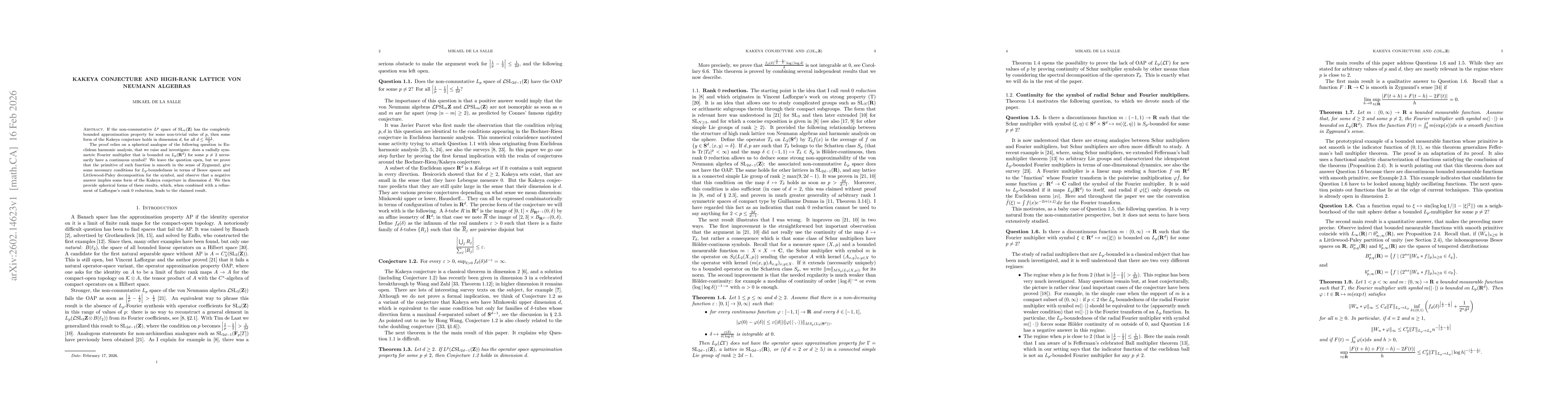 Thumbnail for Kakeya conjecture and High-Rank Lattice von Neumann algebras