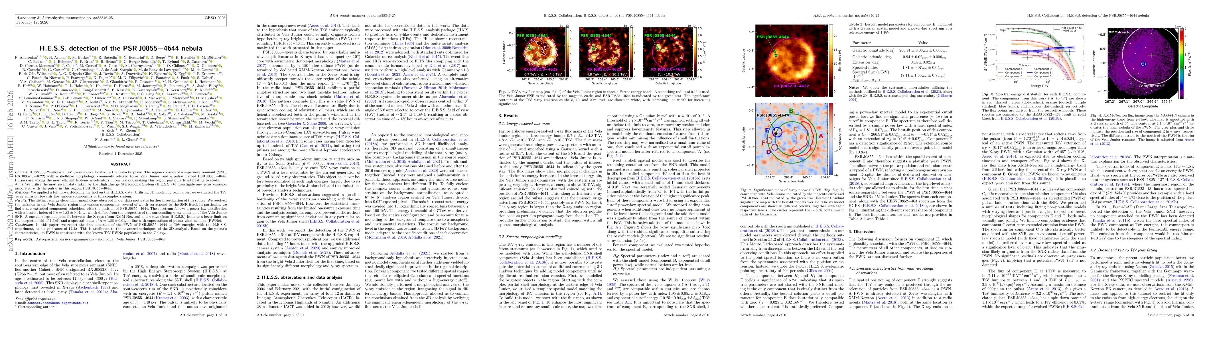 Thumbnail for H.E.S.S. detection of the PSR J0855-4644 nebula