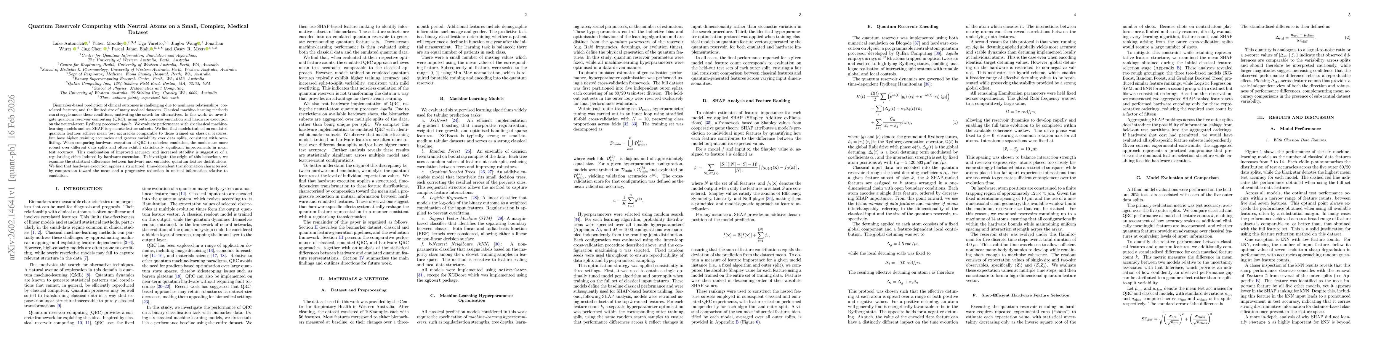 Thumbnail for Quantum Reservoir Computing with Neutral Atoms on a Small, Complex, Medical Dataset
