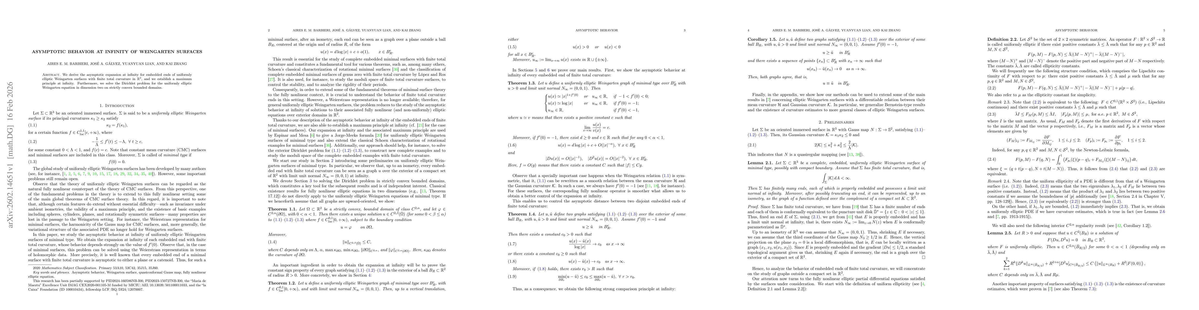 Thumbnail for Asymptotic behavior at infinity of Weingarten surfaces