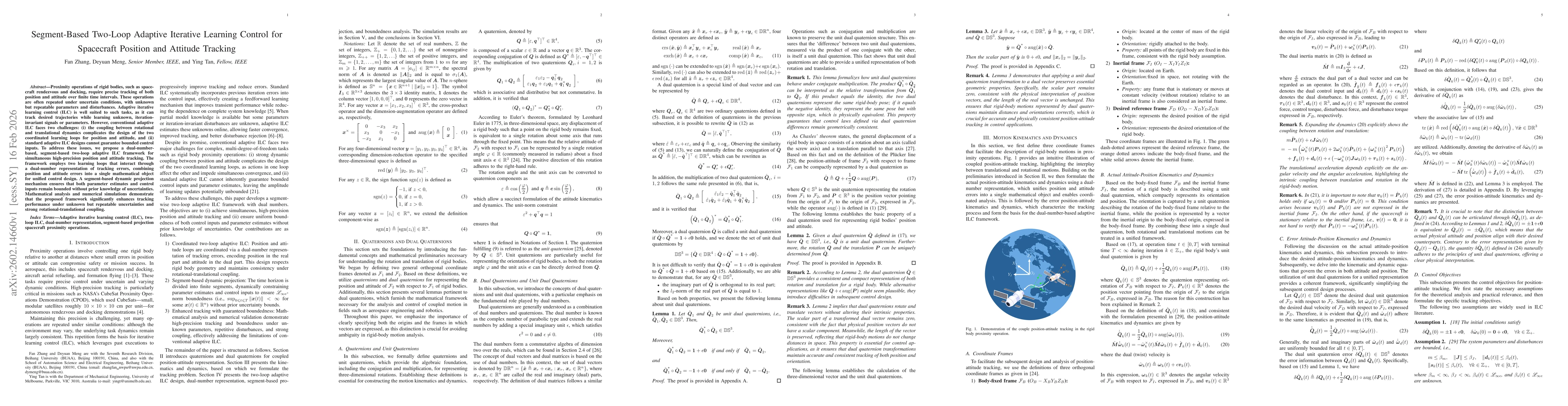 Thumbnail for Segment-Based Two-Loop Adaptive Iterative Learning Control for Spacecraft Position and Attitude Tracking