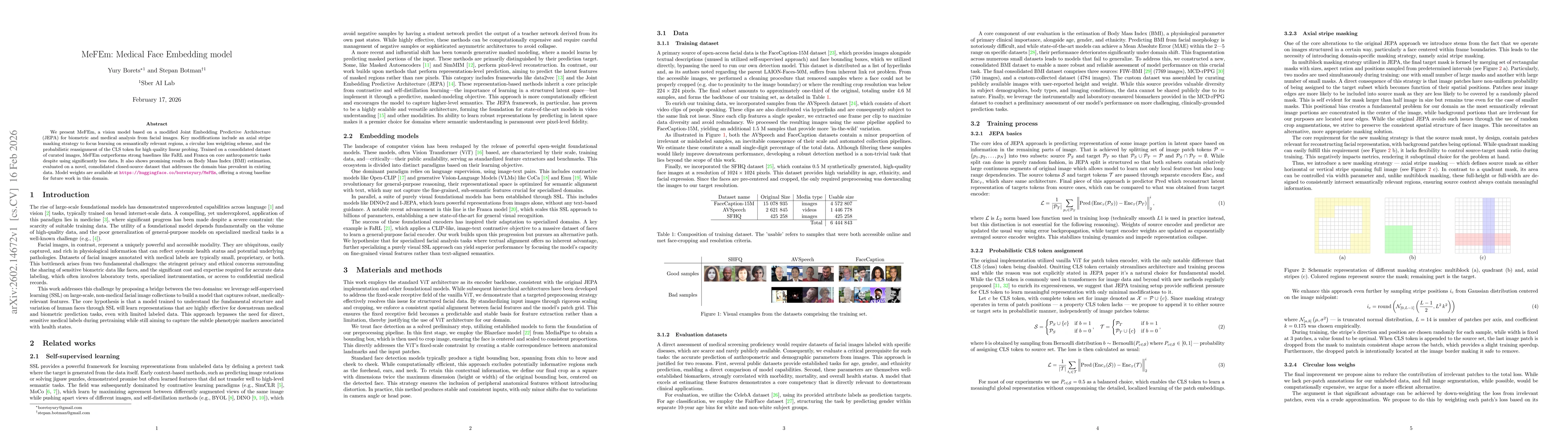 Thumbnail for MeFEm: Medical Face Embedding model