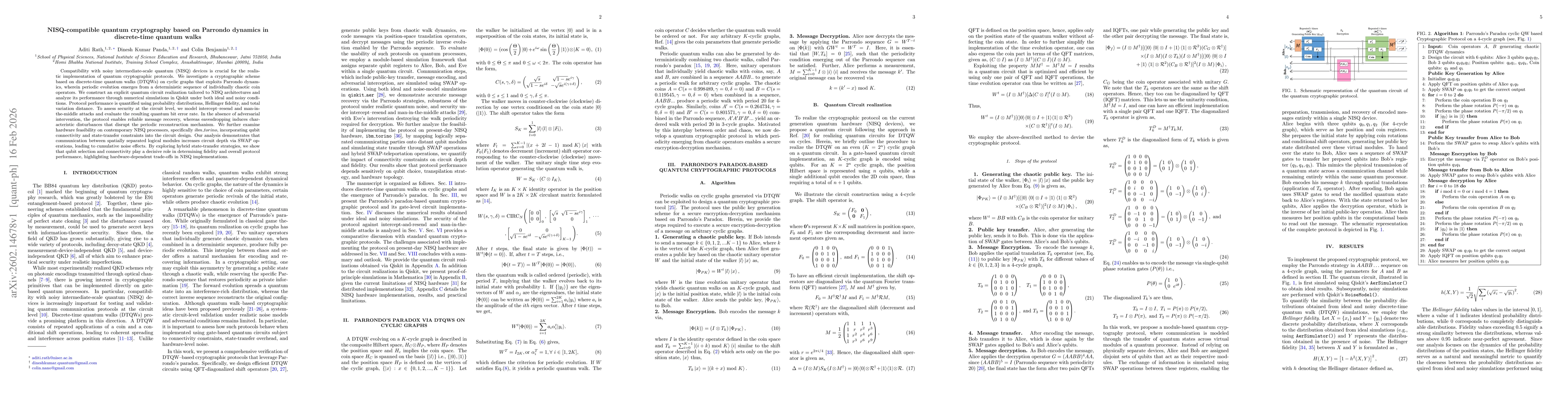 Thumbnail for NISQ-compatible quantum cryptography based on Parrondo dynamics in discrete-time quantum walks
