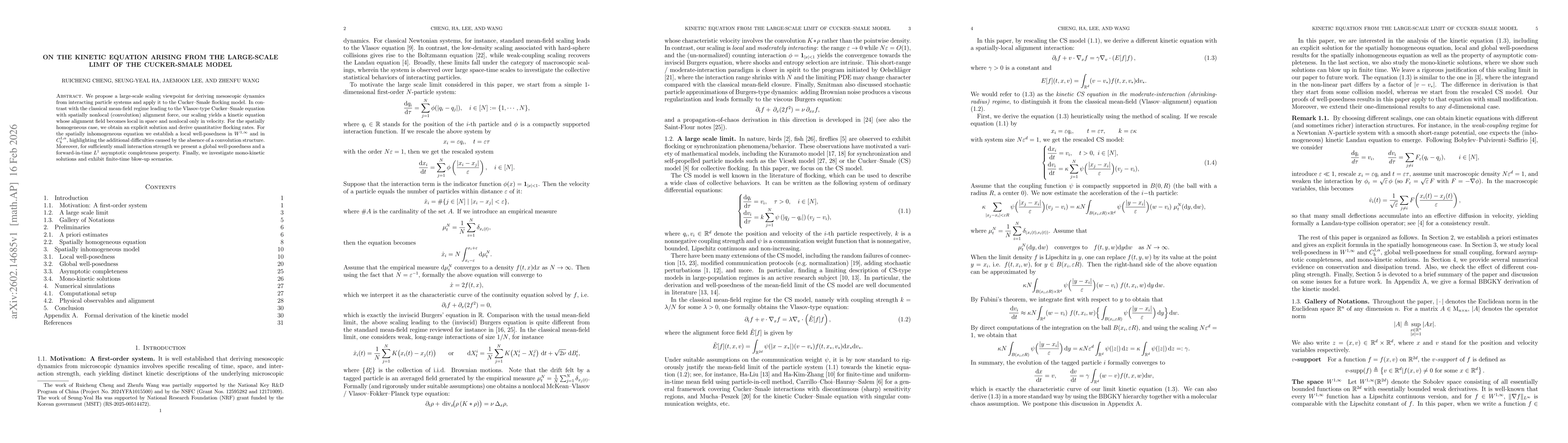 Thumbnail for On the kinetic equation arising from the large-scale limit of the Cucker-Smale model