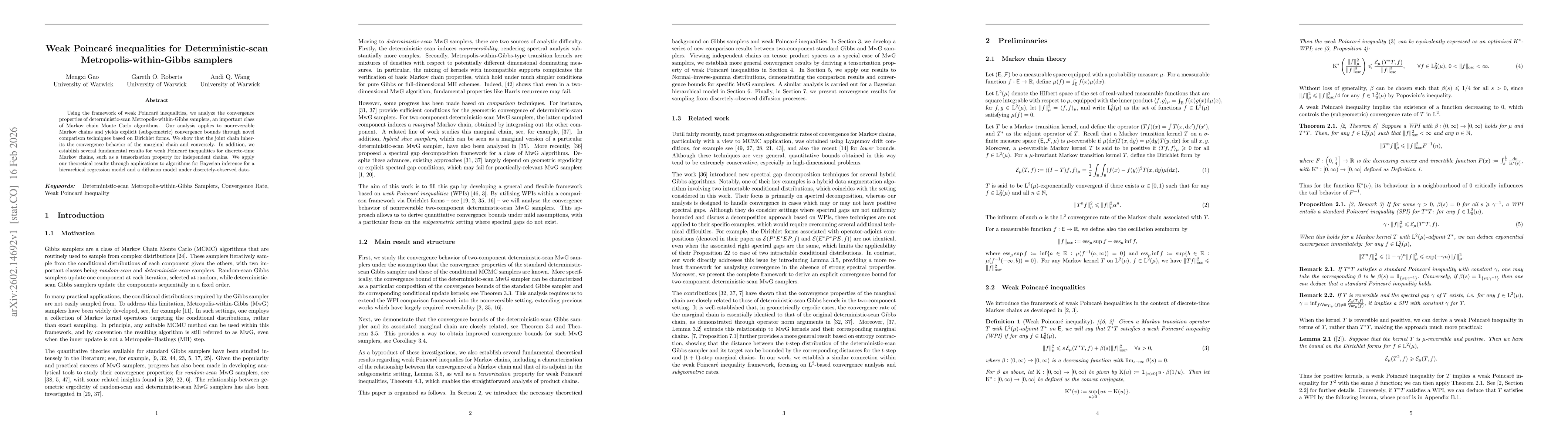 Thumbnail for Weak Poincaré inequalities for Deterministic-scan Metropolis-within-Gibbs samplers