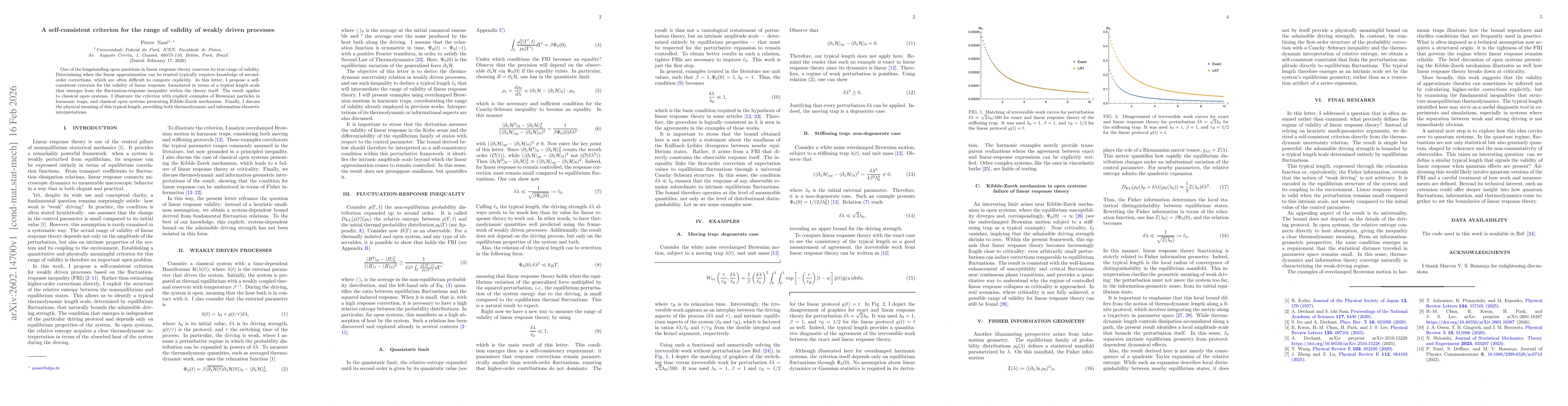 Thumbnail for A self-consistent criterion for the range of validity of weakly driven processes