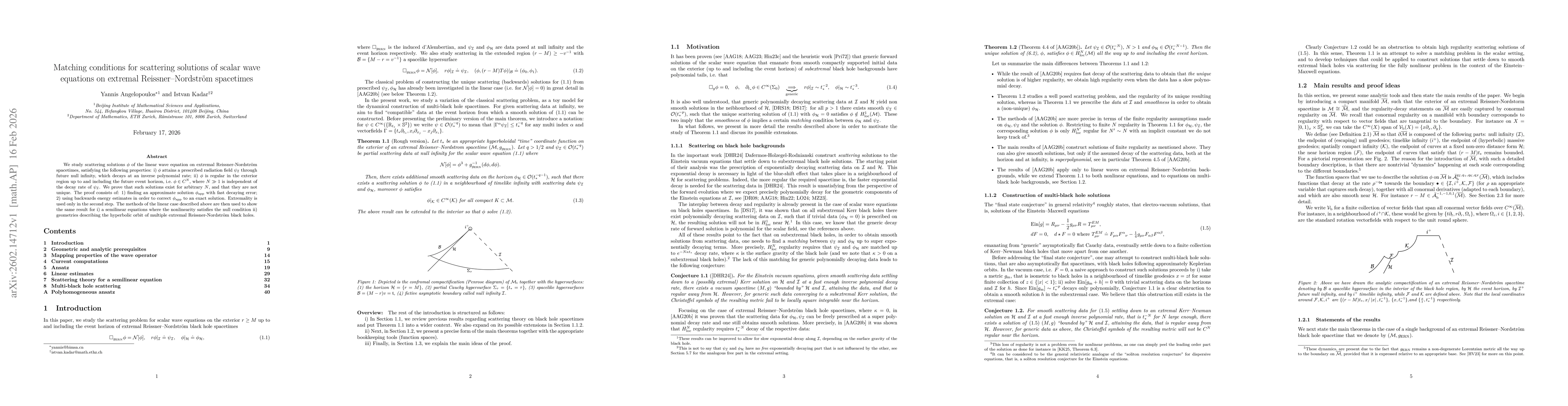 Thumbnail for Matching conditions for scattering solutions of scalar wave equations on extremal Reissner-Nordström spacetimes