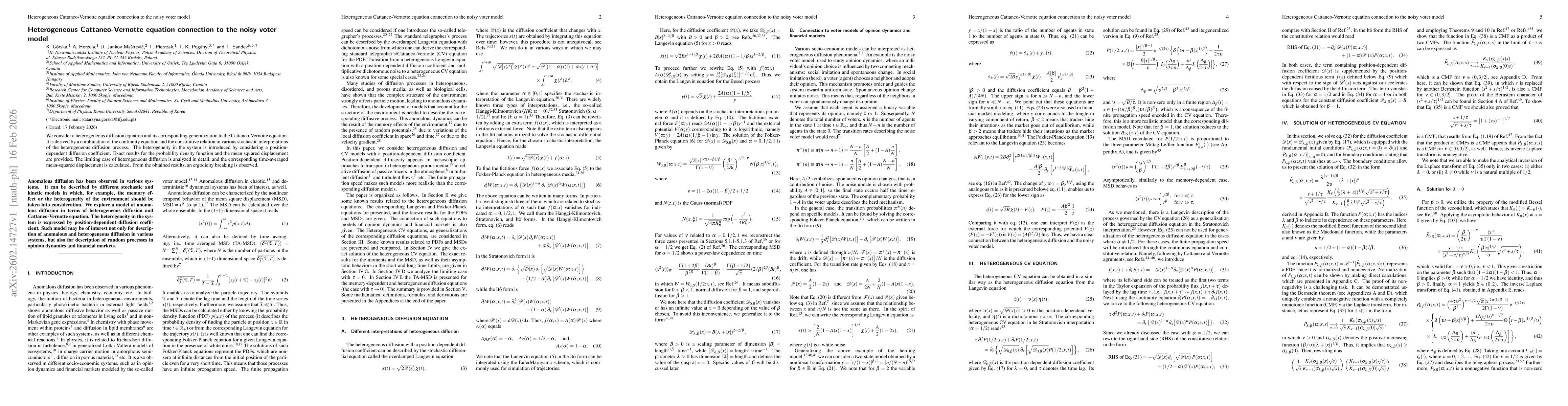 Thumbnail for Heterogeneous Cattaneo-Vernotte equation connection to the noisy voter model