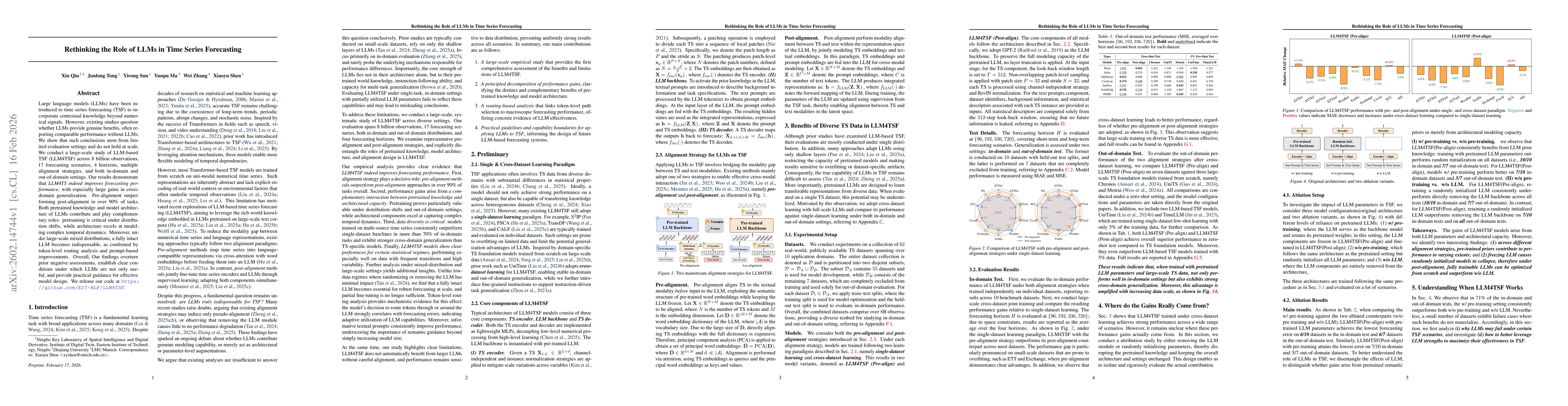 Thumbnail for Rethinking the Role of LLMs in Time Series Forecasting
