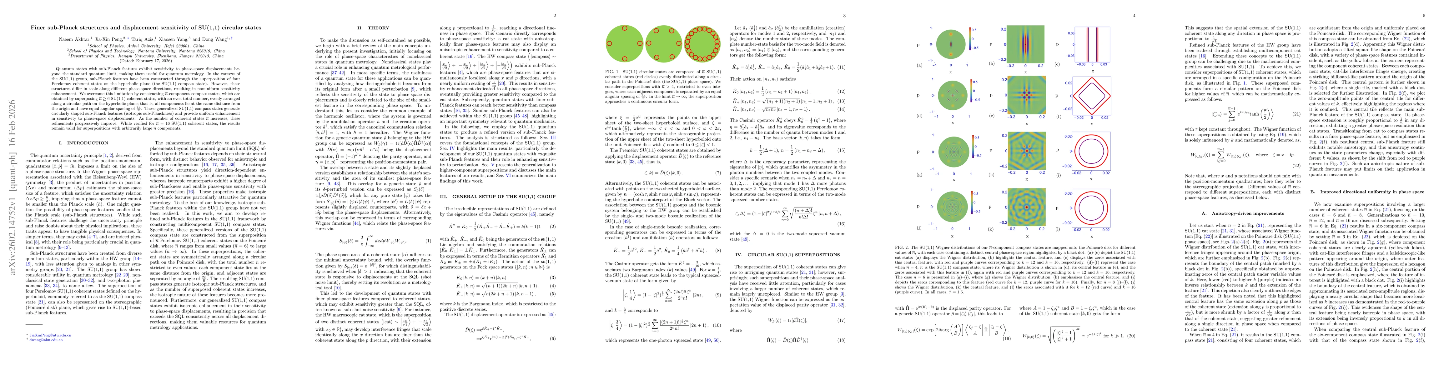 Thumbnail for Finer sub-Planck structures and displacement sensitivity of SU(1,1) circular states
