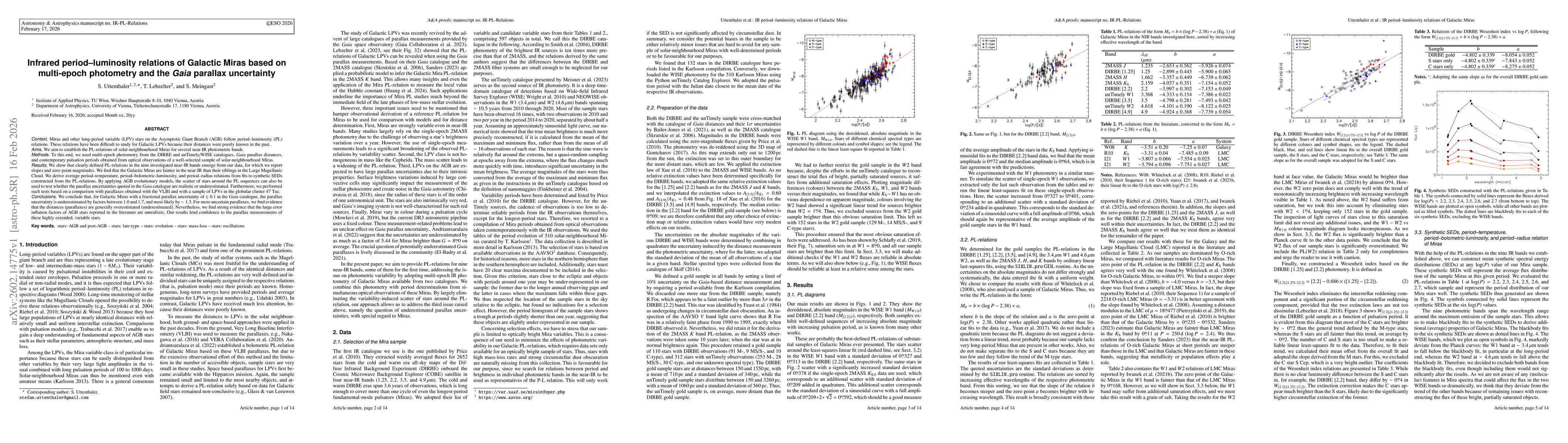Thumbnail for Infrared period-luminosity relations of Galactic Miras based on multi-epoch photometry and the Gaia parallax uncertainty