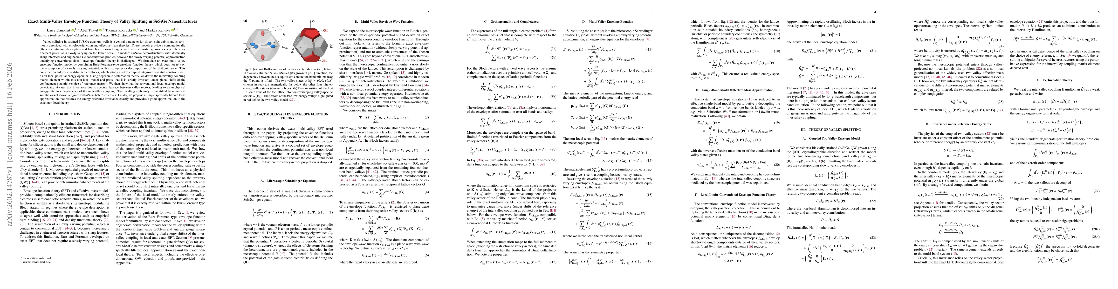 Thumbnail for Exact Multi-Valley Envelope Function Theory of Valley Splitting in Si/SiGe Nanostructures