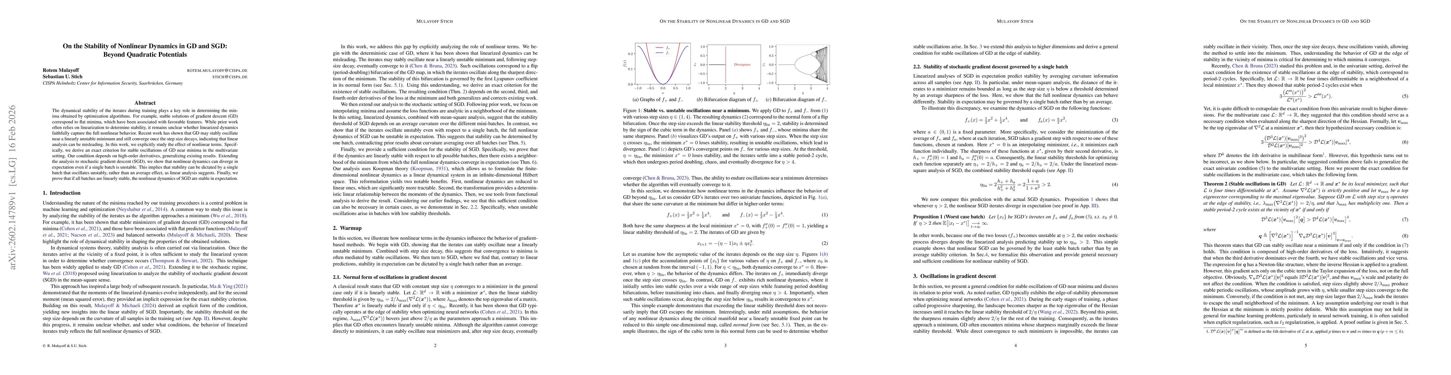 Thumbnail for On the Stability of Nonlinear Dynamics in GD and SGD: Beyond Quadratic Potentials