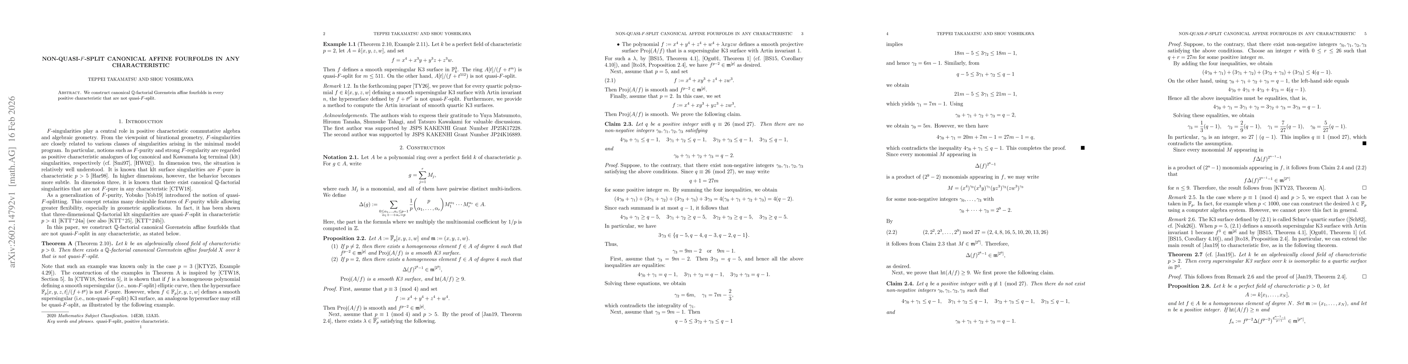 Thumbnail for Non-quasi-$F$-split canonical affine fourfolds in any characteristic