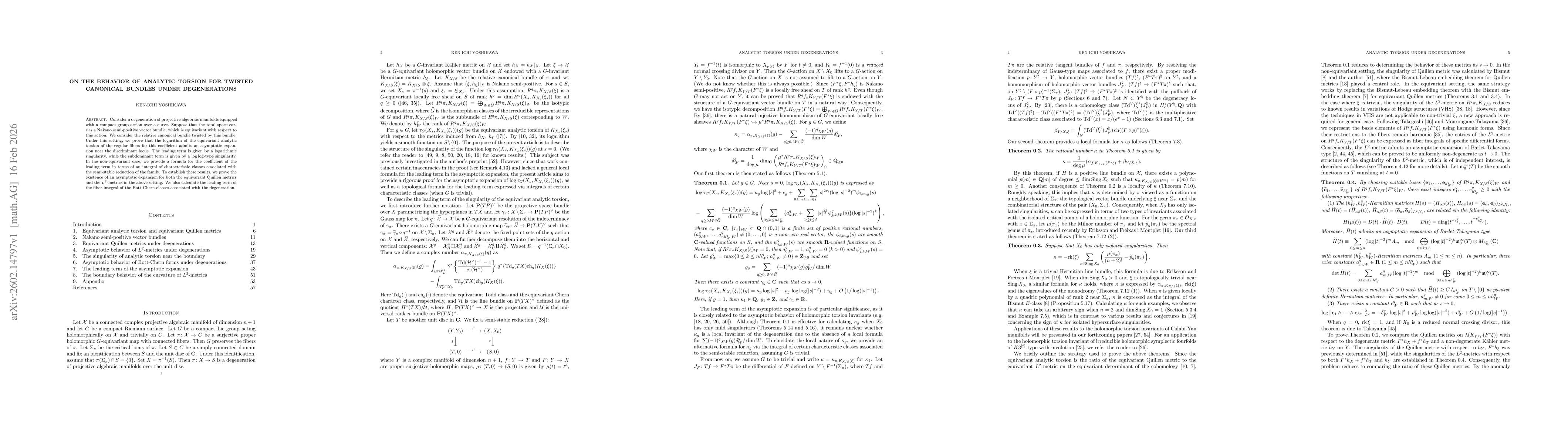 Thumbnail for On the behavior of analytic torsion for twisted canonical bundles under degenerations