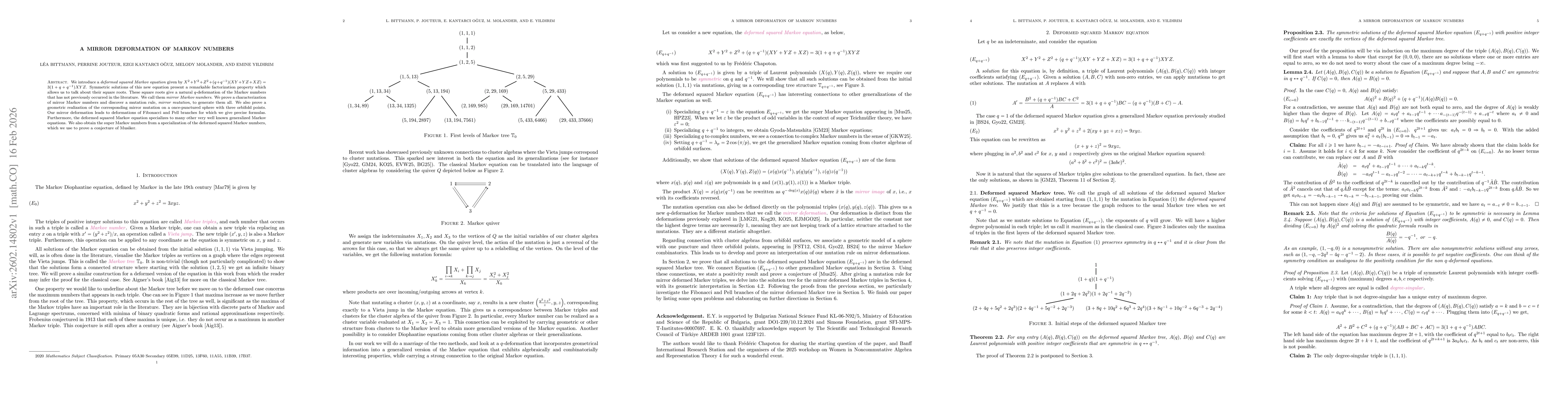 Thumbnail for A mirror deformation of Markov numbers