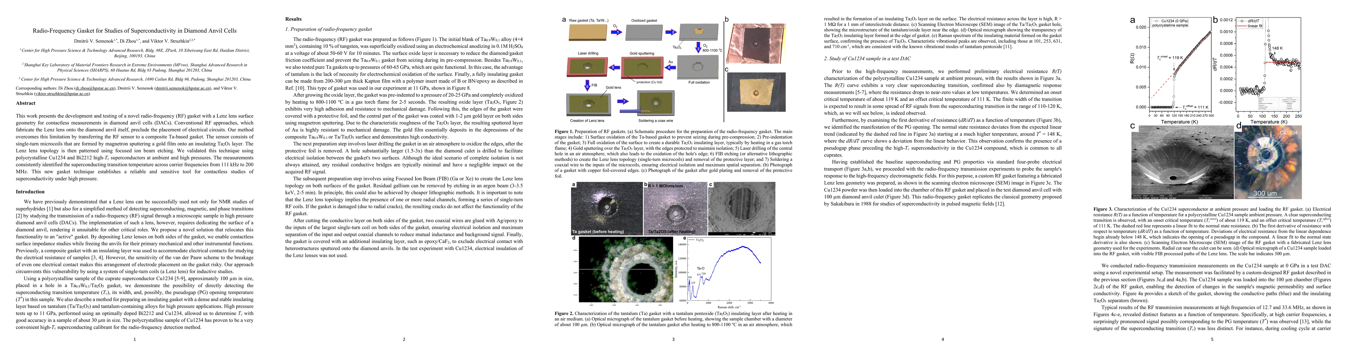 Thumbnail for Radio-Frequency Gasket for Studies of Superconductivity in Diamond Anvil Cells