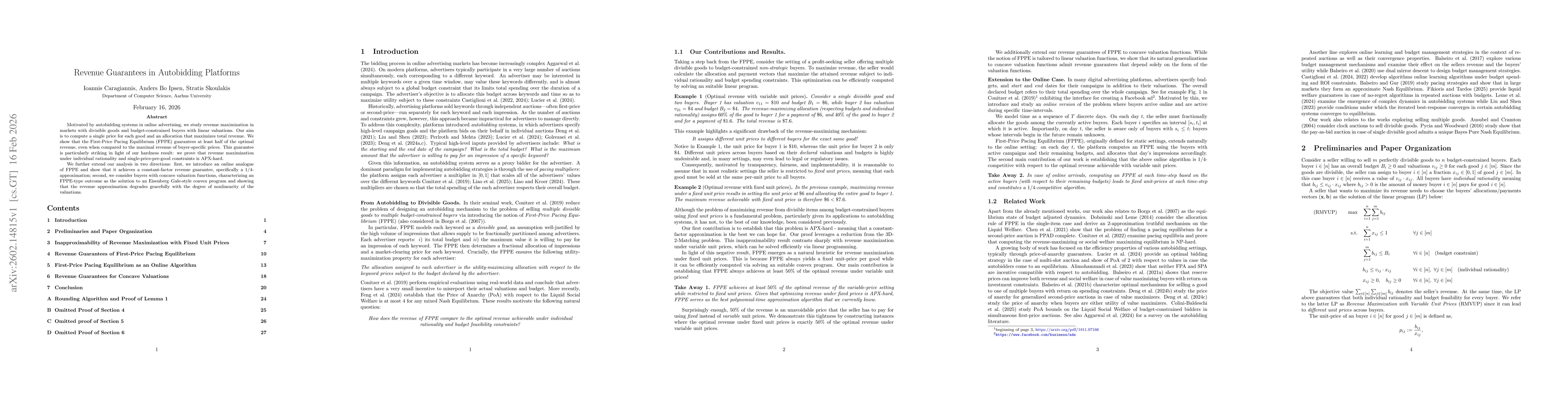 Thumbnail for Revenue Guarantees in Autobidding Platforms