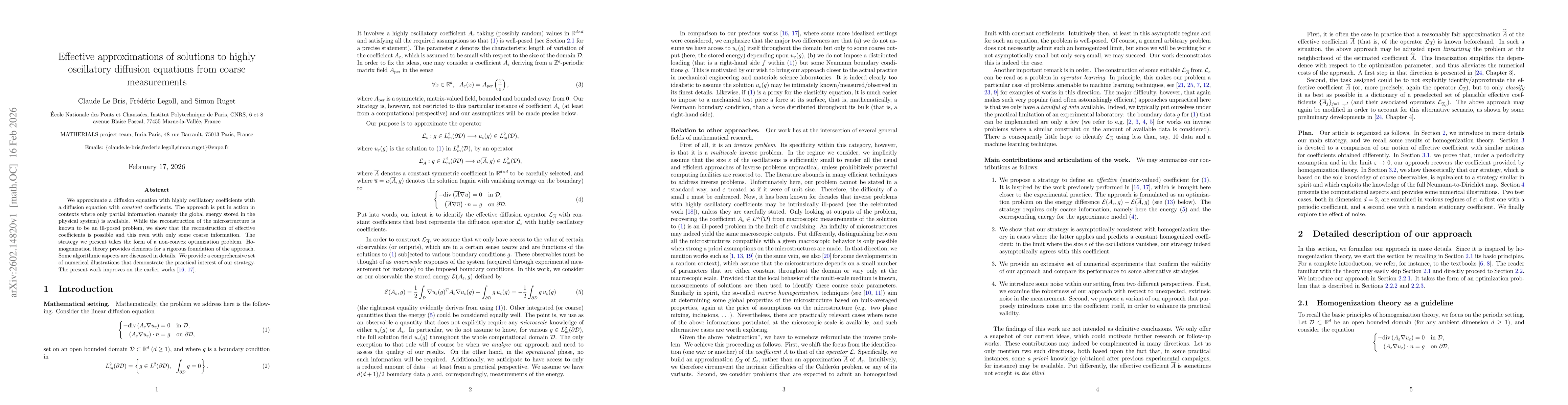 Thumbnail for Effective approximations of solutions to highly oscillatory diffusion equations from coarse measurements