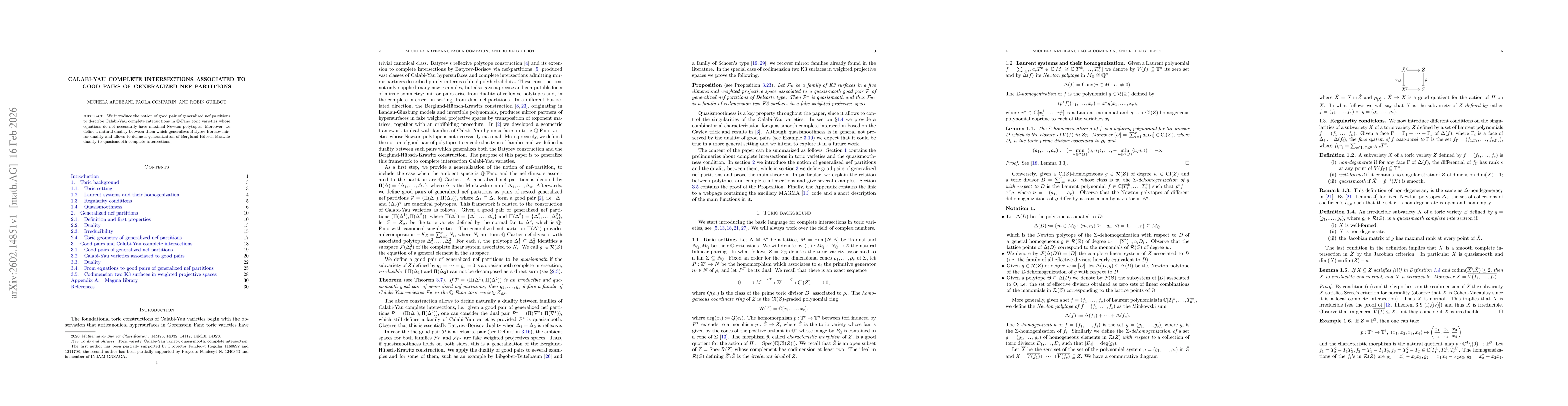 Thumbnail for Calabi-Yau complete intersections associated to good pairs of generalized nef partitions