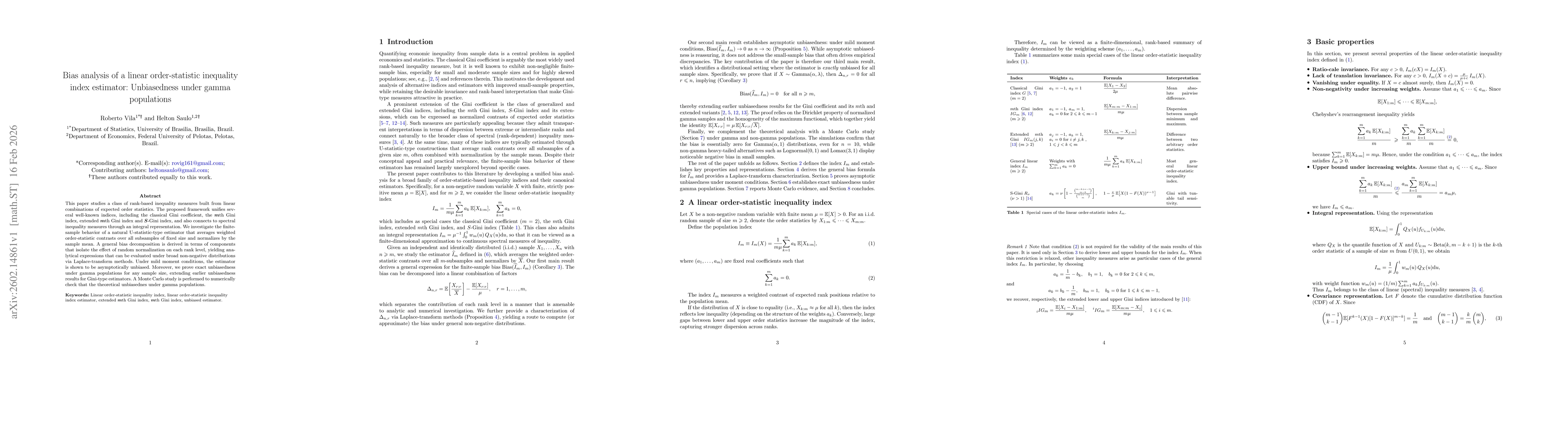 Thumbnail for Bias analysis of a linear order-statistic inequality index estimator: Unbiasedness under gamma populations
