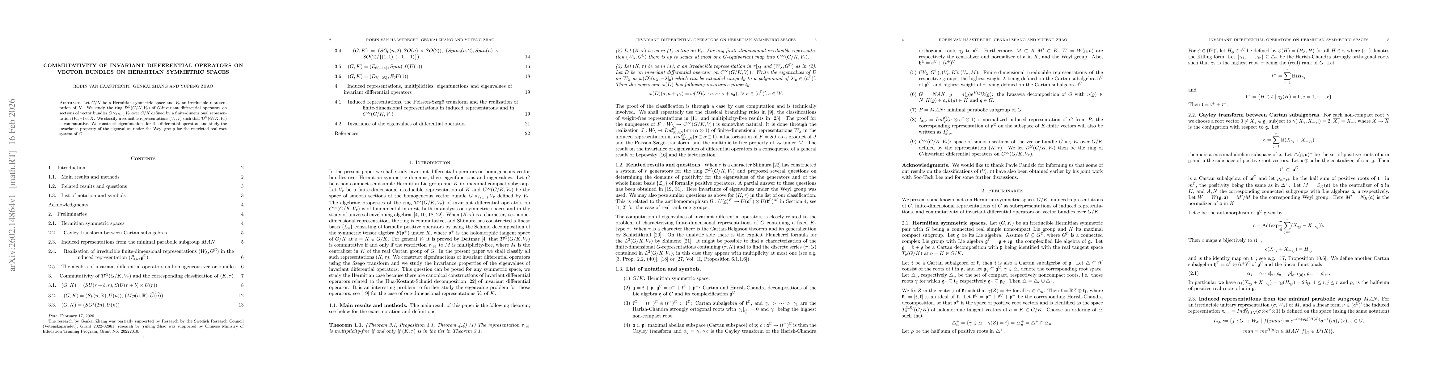Thumbnail for Commutativity of invariant differential operators on vector bundles on Hermitian symmetric spaces